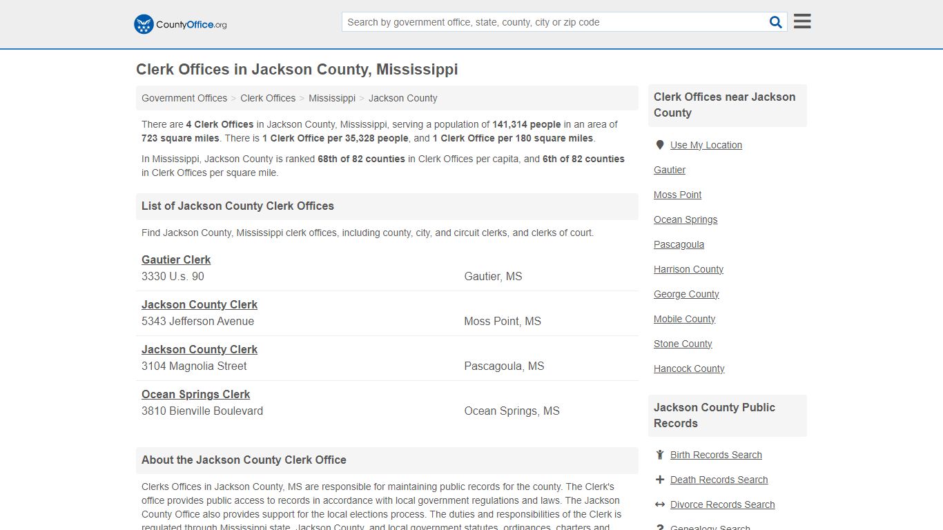 Clerk Offices - Jackson County, MS (County & Court Records)